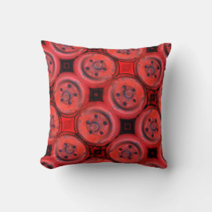 helder rood en zwart abstract patroon kussen