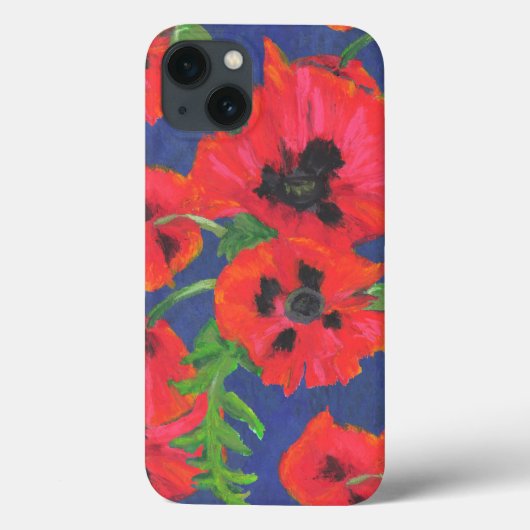 Helder rood en zwart oosterse papavers patroon Case-Mate iPhone case (Achterkant)