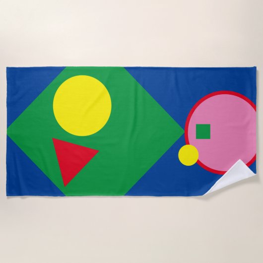 Helder rood, geel, roze geometrie mod strandlaken (Voorkant)