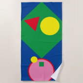 Helder rood, geel, roze geometrie mod strandlaken (Voorkant)