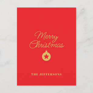 Helder rood & goud kleuren vrolijk kerstfeest feestdagenkaart
