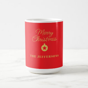 Helder rood & goud kleuren vrolijk kerstfeest koffiemok
