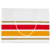 Helder rood goudgeel racestrepen op wit groot cadeauzakje (Achterkant)