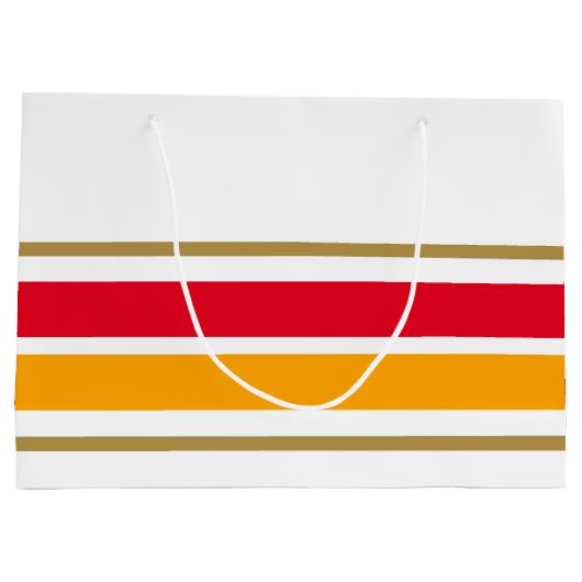 Helder rood goudgeel racestrepen op wit groot cadeauzakje (Achterkant)