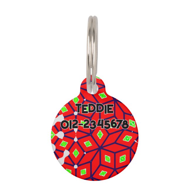 Helder Rood Groen Abstract Huisdierpenning (Voorkant)