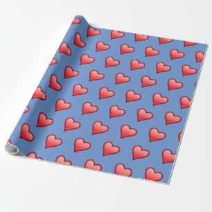 Helder rood hart blauw achtergrond geschenk boek d cadeaupapier