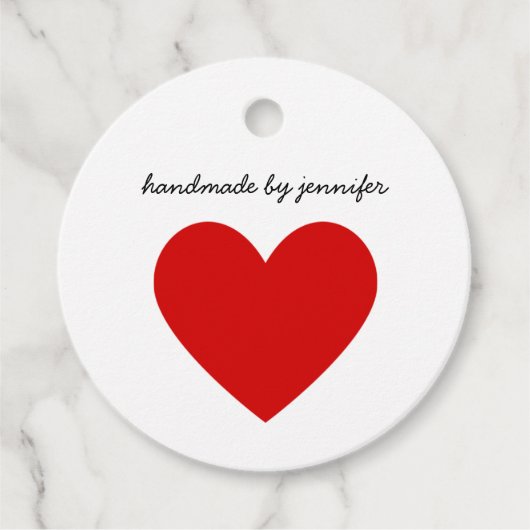 Helder Rood I hou van hart Handgemaakt op naam aan Bedankjes Labels (Voorkant)