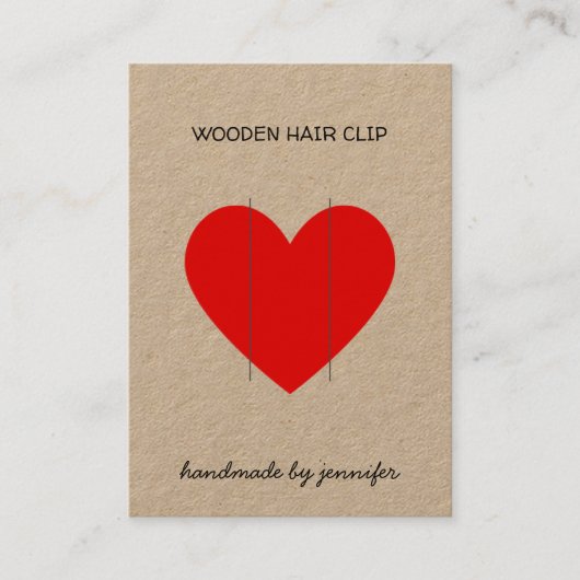 Helder Rood Ik hou van Hart Handgemaakte Hair Clip Visitekaartje (Voorkant)