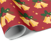 Helder rood Kerstmis naadloos patroon met bel. Cadeaupapier (Rol Hoek)