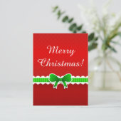 Helder rood kerstontwerp met aangepaste tekst feestdagenkaart (Staand voorkant)
