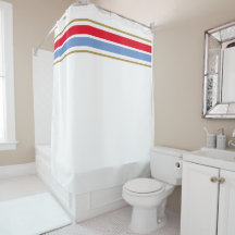 Helder Rood Licht Blauw Top Racing Stripes op Wit