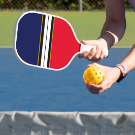 Helder rood marineblauw zwart wit racestrepen pickleball paddle