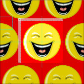 Helder rood met lachen stof (Delen)