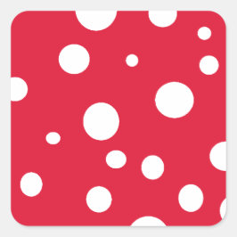 Helder rood met witte polka stippen zomer plezier vierkante sticker