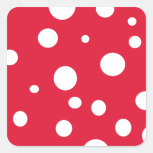 Helder rood met witte polka stippen zomer plezier vierkante sticker