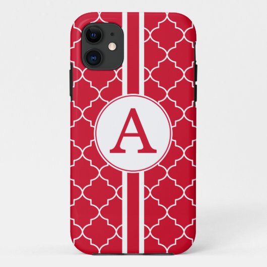 Helder Rood Monogram iPhone 5 Hoesje (Achterkant)