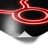 Helder rood neon - Taurus het Bull Star-teken Foto Afdruk (Hoek)