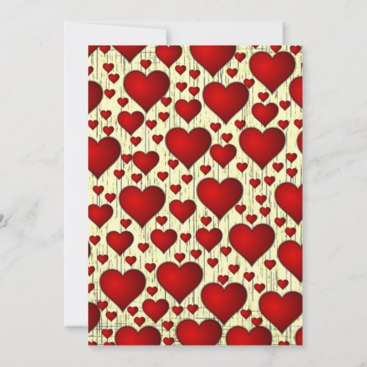 Helder rood romantisch harten patroon bruiloft kaart (Achterkant)