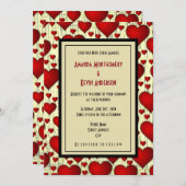 Helder rood romantisch harten patroon bruiloft kaart (Voorkant / Achterkant)