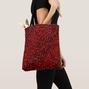Helder Rood Roos Patroon Tote Bag