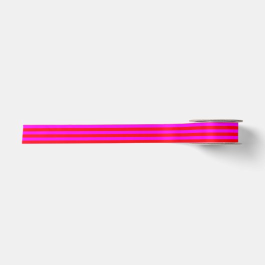Helder rood roze streep patroon satijnen lint (Voorkant)