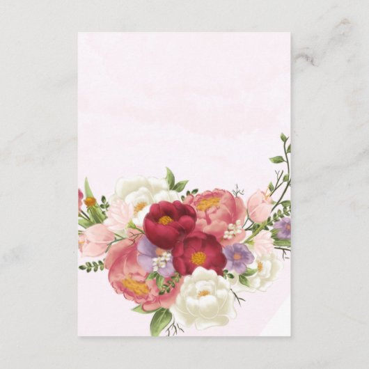 Helder Rood Roze Witte Bloem Trouwdouche Advies Informatiekaartje (Achterkant)
