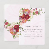Helder Rood Roze Witte Bloemen Display Baby shower Informatiekaartje (Voorkant / Achterkant)