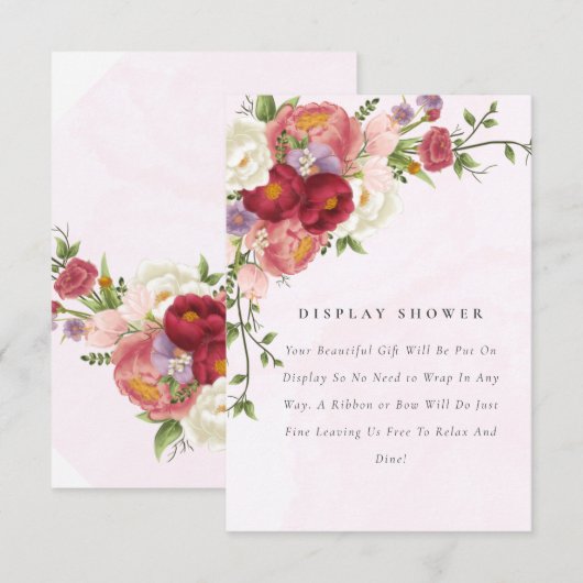 Helder Rood Roze Witte Bloemen Display Baby shower Informatiekaartje (Voorkant / Achterkant)
