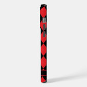  Helder Rood Roze Zwart Argyle Patroon iPhone Hoesje (Linkerkant)