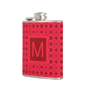 Helder Rood Sierlijk Patroon Met Monogram Heupfles (Links)
