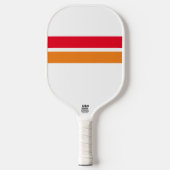 Helder rood Sinaasappel Racing Stripes witte achte Pickleball Paddle (Voorkant)