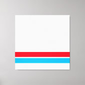 Helder rood Sky Blauw Bodem Racing Stripes op Wit Canvas Afdruk (Voorkant)