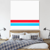 Helder rood Sky Blauw Bodem Racing Stripes op Wit Canvas Afdruk (Insitu (Slaapkamer))