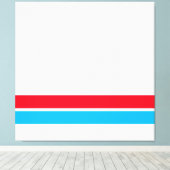 Helder rood Sky Blauw Bodem Racing Stripes op Wit Canvas Afdruk (Insitu (Houten vloer))