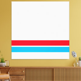 Helder rood Sky Blauw Bodem Racing Stripes op Wit Canvas Afdruk