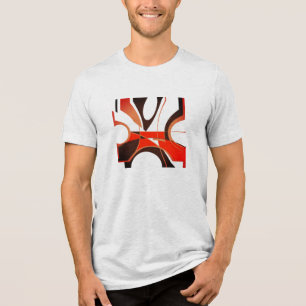 Helder Rood Tan Zwart MCM Look Geometrisch Abstrac Tri-Blend Shirt