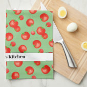 Helder rood tomatenpatroon mediterraan geïnspireer theedoek (Quarter Fold)