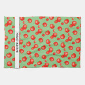Helder rood tomatenpatroon mediterraan geïnspireer theedoek (Horizontaal)