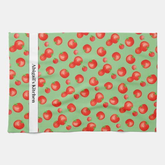 Helder rood tomatenpatroon mediterraan geïnspireer theedoek (Horizontaal)