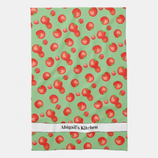 Helder rood tomatenpatroon mediterraan geïnspireer theedoek (Verticaal)