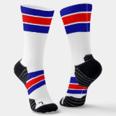 Helder Rood Wit & Blauw Gestreept Ontwerp Sokken (Gebogen)