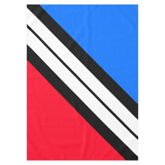 Helder Rood Wit Blauw Zwart Wit Racing Stripes Tafelkleed (Voorkant)