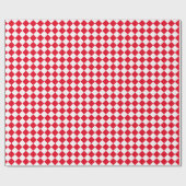 Helder Rood/Wit Diamant Patroon Minimalistisch Man Cadeaupapier (Vlak)