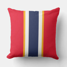 Helder Rood Wit Marine Blauw Geel Racing Stripes Buitenkussen
