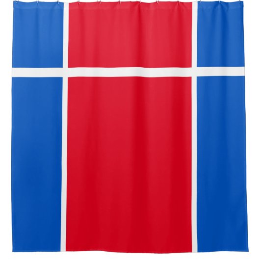 Helder Rood Wit Royal Blue Split Racing Stripes Douchegordijn (Voorkant)