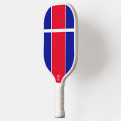 Helder Rood Wit Royal Blue Split Racing Stripes Pickleball Paddle (Links)