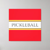 Helder Rood Wit Sinaasappel PICKLEBALL Racing Stri Canvas Afdruk (Voorkant)