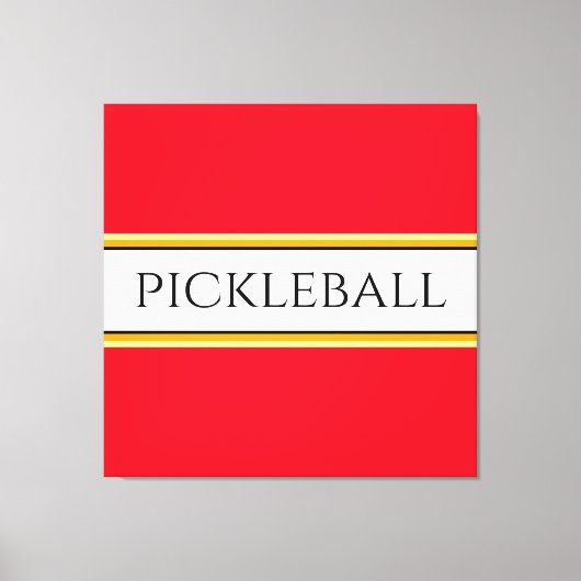 Helder Rood Wit Sinaasappel PICKLEBALL Racing Stri Canvas Afdruk (Voorkant)