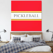 Helder Rood Wit Sinaasappel PICKLEBALL Racing Stri Canvas Afdruk (Insitu (Slaapkamer))