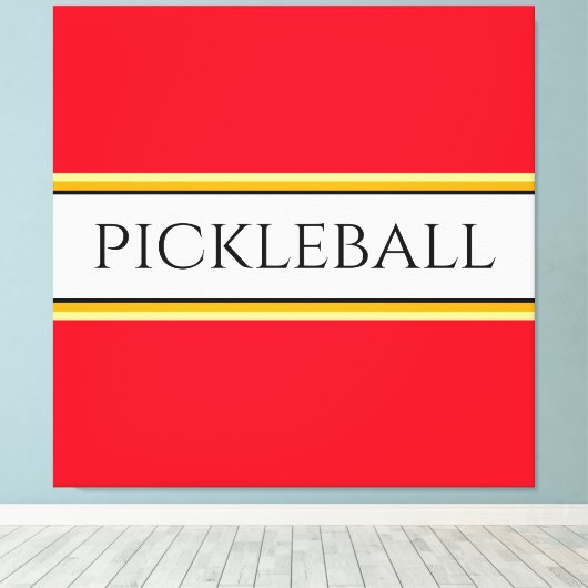 Helder Rood Wit Sinaasappel PICKLEBALL Racing Stri Canvas Afdruk (Insitu (Houten vloer))